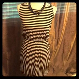 H&M Striped Black & Cream Sleeveless Tank Dress Size S